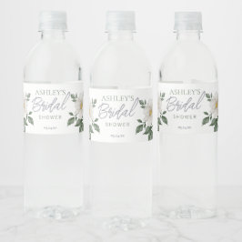 Eenvoudig Wit Bloemen Bruids Water Flesje Label Waterfles Etiket