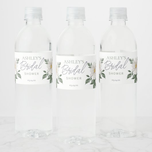 Eenvoudig Wit Bloemen Bruids Water Flesje Label Waterfles Etiket (Flessen)