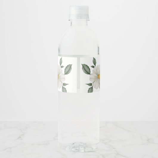 Eenvoudig Wit Bloemen Bruids Water Flesje Label Waterfles Etiket (Achterkant)