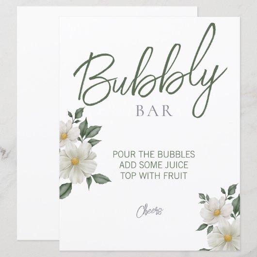 Eenvoudig Wit Bloemen Vrijgezellenfeest Bubble Bar (Voorkant / Achterkant)