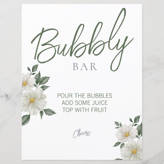 Eenvoudig Wit Bloemen Vrijgezellenfeest Bubble Bar (Voorkant)