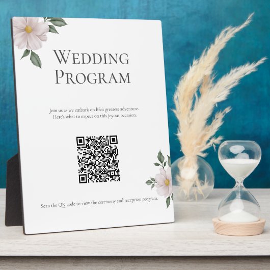 Eenvoudig wit bloemenbruiloft programmabord fotoplaat (Zijkant)