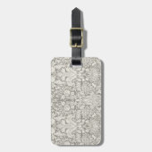 Eenvoudig wit bloemendamast patroon minimaal bagagelabel (Voorkant verticaal)