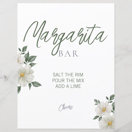 Eenvoudig wit bloemig Vrijgezellenfeest Margarita  (Voorkant)
