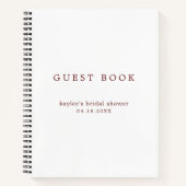 Eenvoudig Wit Bruids Bruiloft Gastboek in Bourgond Notitieboek (Voorkant)