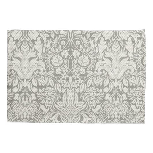 Eenvoudig wit damast bloemmotief kussensloop (Achterkant)