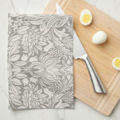 Eenvoudig wit damast bloemmotief theedoek (Quarter Fold)