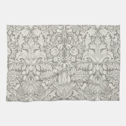 Eenvoudig wit damast bloemmotief theedoek (Horizontaal)