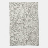 Eenvoudig wit damast bloemmotief theedoek (Verticaal)