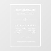Eenvoudig wit deur bord openingsuren kleine ondern raamsticker (Vel)