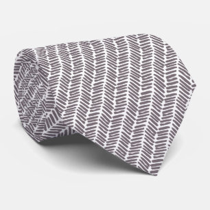 Eenvoudig Wit Donker Taupe Bruin Abstract Chevron Stropdas