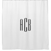 Eenvoudig Wit Driedelige Monogram Douchegordijn (Voorkant)