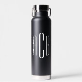 Eenvoudig wit drielettermonogram waterfles (Voorkant)