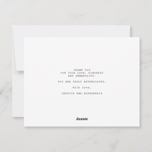 Eenvoudig wit dubbel Lijst - Hartelijk dank voor u Feestdagenkaart (Achterkant)