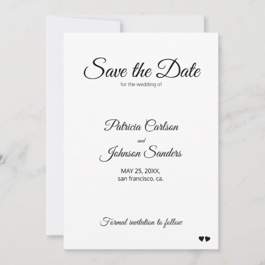 Eenvoudig wit elegant traditioneel huwelijk save the date (Voorkant)