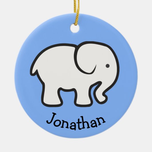 Eenvoudig wit ellephant design keramisch Ornament (Voorkant)