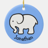 Eenvoudig wit ellephant design keramisch Ornament (Achterkant)