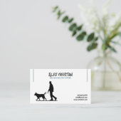 Eenvoudig Wit en Blauw Hond Walker Silhouet Visitekaartje (Staand voorkant)