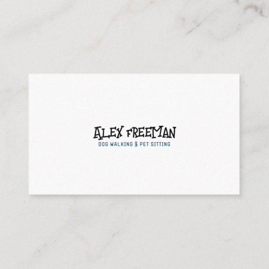 Eenvoudig Wit en Blauw Hond Walker Silhouet Visitekaartje (Achterkant)