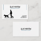 Eenvoudig Wit en Blauw Hond Walker Silhouet Visitekaartje (Voorkant / Achterkant)