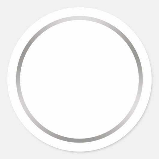 Eenvoudig Wit en Faux Zilver Ronde Sticker (Voorkant)
