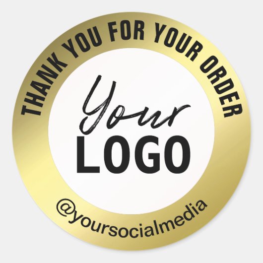 Eenvoudig wit en goud dank u pakket ronde sticker (Voorkant)
