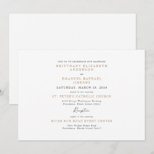 Eenvoudig Wit en Goud Geen bruiloft Kaart