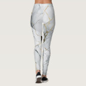 Eenvoudig wit en goud gemarmerd leggings (Achterkant)