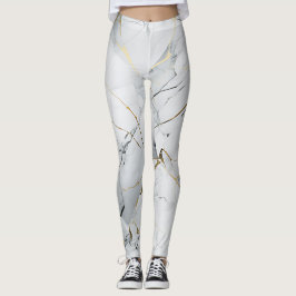 Eenvoudig wit en goud gemarmerd leggings