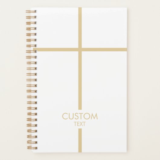 Eenvoudig Wit en Goud Kruis Religieus Planner (Voorkant)