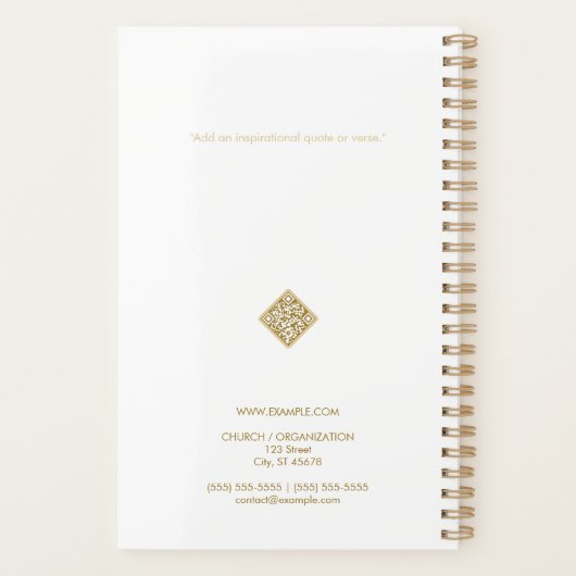 Eenvoudig Wit en Goud Kruis Religieus Planner (Achterkant)