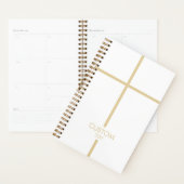 Eenvoudig Wit en Goud Kruis Religieus Planner (Display)
