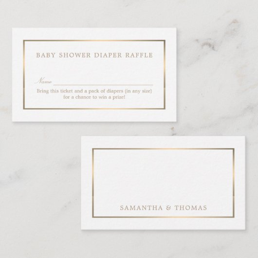 Eenvoudig wit en goud, luidere Raffle Ticket Informatiekaartje (Voorkant / Achterkant)