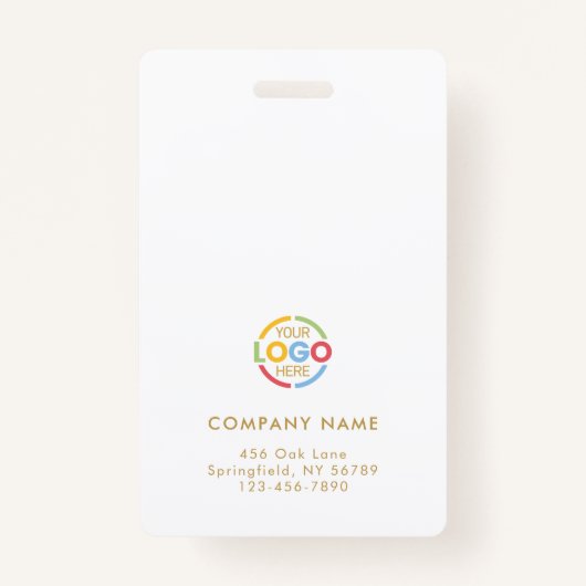 Eenvoudig wit en goud minimalistische werknemer Fo Badge (Achterkant)