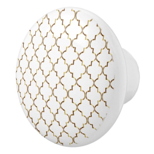 Eenvoudig wit en goud Quatrefoil Keramische Knop (Rechts)