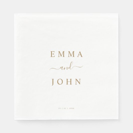Eenvoudig wit en gouden persoonlijk huwelijk servet (Voorkant)