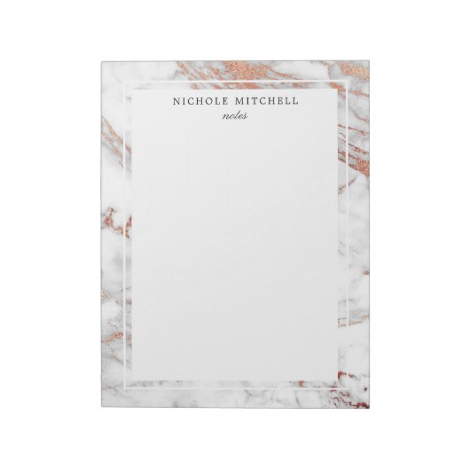 Eenvoudig wit en goudmarmer Notitieblok (Linkerzijde)