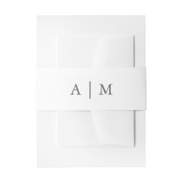 Eenvoudig wit en grijs bruiloft Monogram Uitnodigingen Wikkel