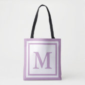Eenvoudig wit en Lila Monogram Tote Bag (Voorkant)