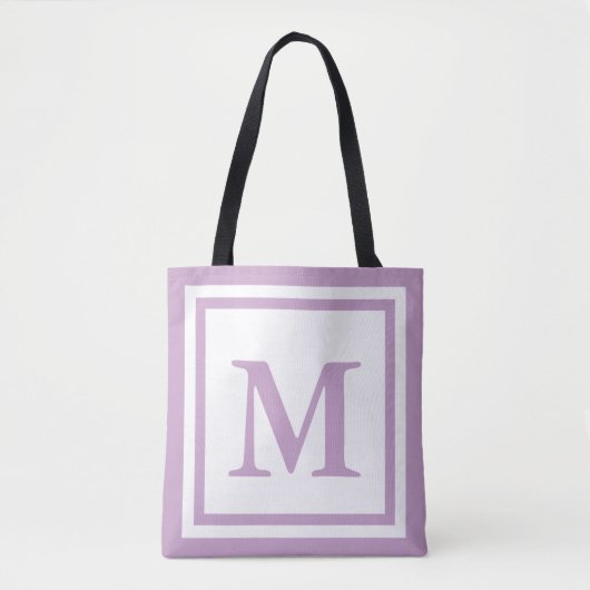 Eenvoudig wit en Lila Monogram Tote Bag (Voorkant)