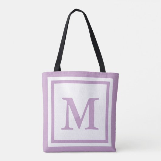Eenvoudig wit en Lila Monogram Tote Bag (Achterkant)