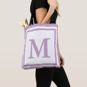 Eenvoudig wit en Lila Monogram Tote Bag (Dichtbij)