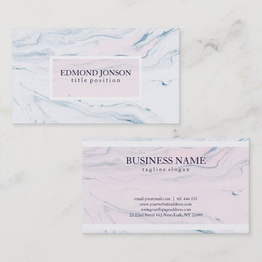 Eenvoudig wit en roze marmer visitekaartje (Voorkant / Achterkant)