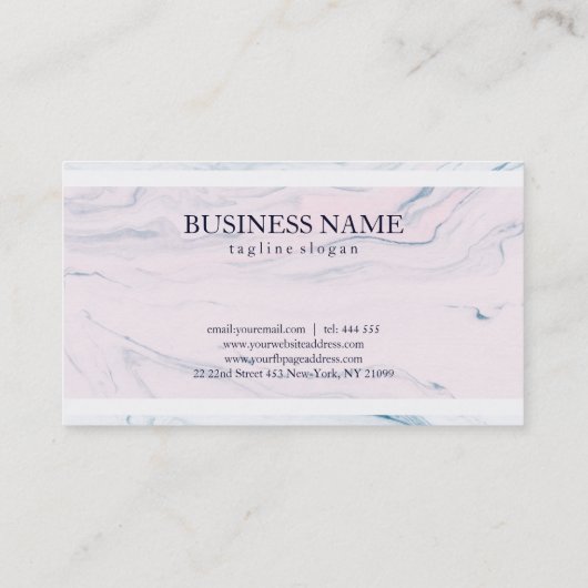 Eenvoudig wit en roze marmer visitekaartje (Achterkant)