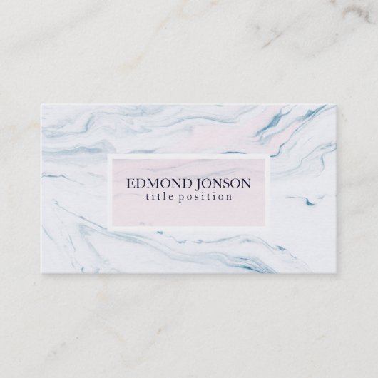 Eenvoudig wit en roze marmer visitekaartje (Voorkant)