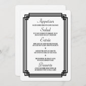Eenvoudig Wit en Zwart Art Deco Bruiloft Menu (Voorkant / Achterkant)