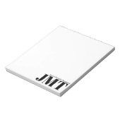 Eenvoudig Wit en Zwart Naam Monogram Notitieblok (Linkerzijde)