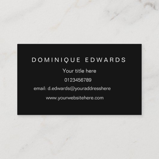Eenvoudig, wit en zwart visitekaartje (Achterkant)