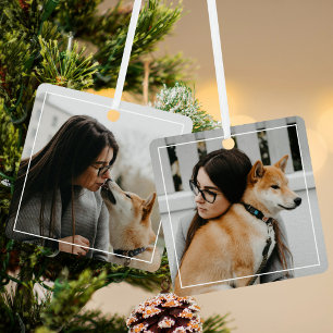 Eenvoudig wit frame met op maat gemaakte tweezijdi metalen ornament