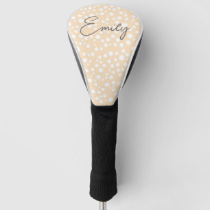Eenvoudig wit gestippeld patroon op perzik achterg golfheadcover